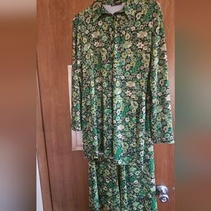 Zara Green Floral Boot Cut Jumpsuit